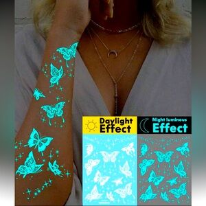 Glow-in-the-dark butterfly tattoo stickers, nwt